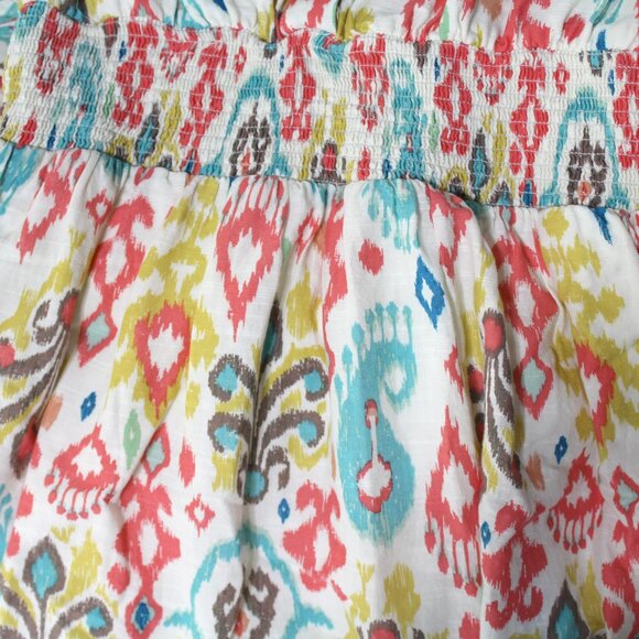 By Anthropologie Felipa Dress Ikat Midi Multicolored smocked waist XS Petite - Picture 5 of 11